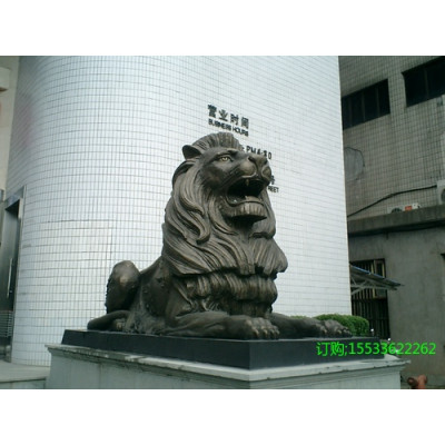 定制大型纯铜汇丰狮雕塑银行门口铸铜欧式现代狮子动物模型摆件