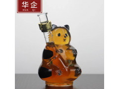 河间华企吹制玻璃酒瓶小熊猫艺术酒瓶玻璃泡酒瓶